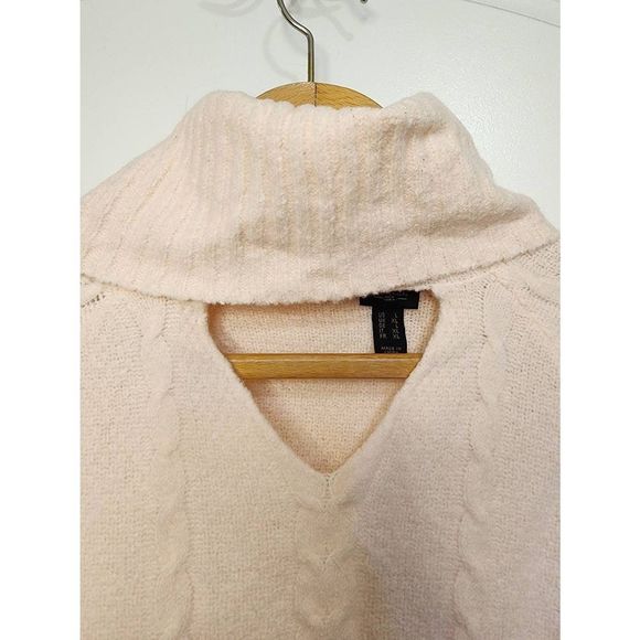 G.I.L.I Women's Pullover Sweater Turtleneck Keyhole Cable Knit Peach Size Large - Picture 4 of 6